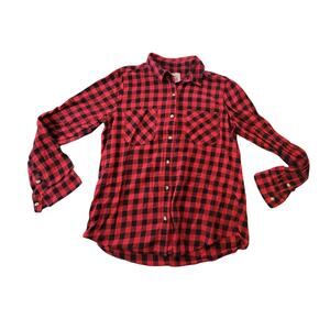 SO Brand Red and Black Plaid Button-Up Shirt - XL